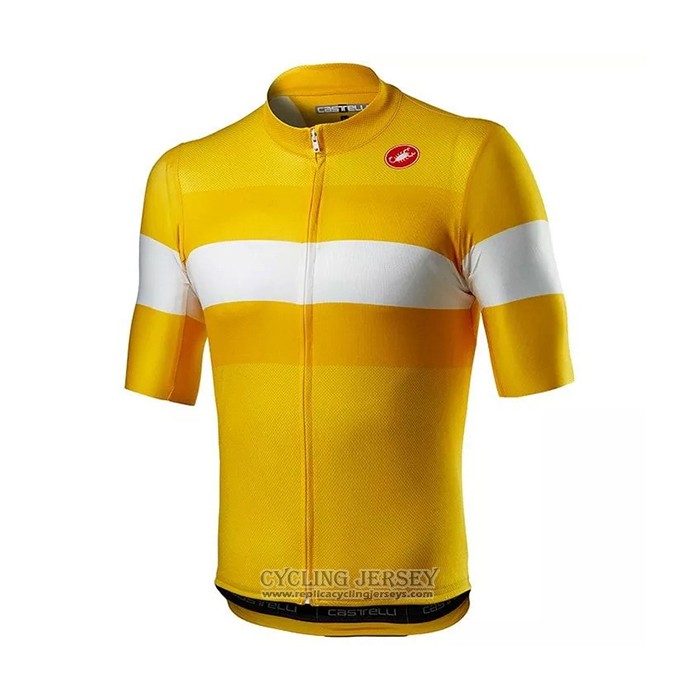 2021 Cycling Jersey Castelli Yellow Short Sleeve And Bib Short