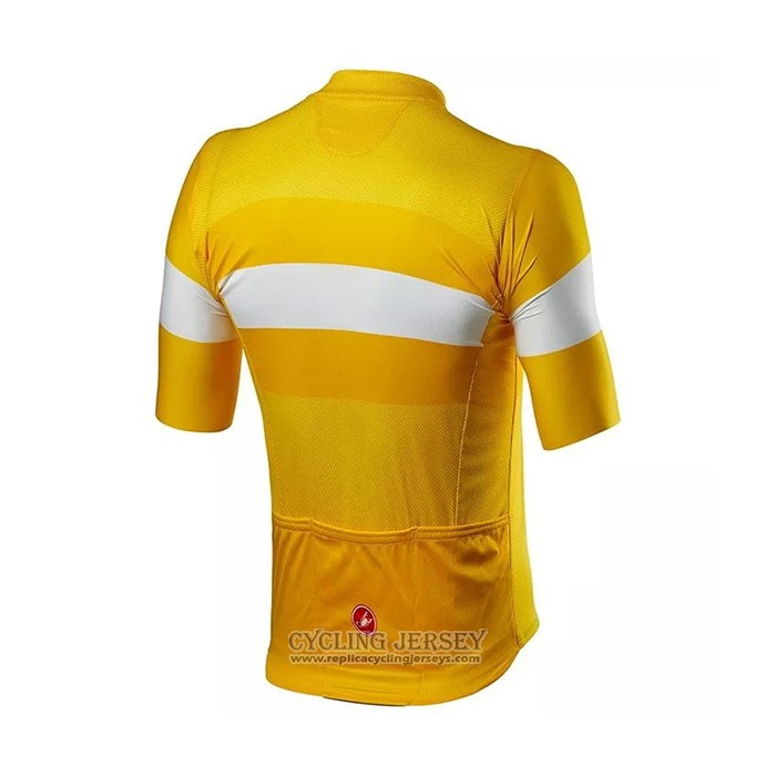 2021 Cycling Jersey Castelli Yellow Short Sleeve And Bib Short