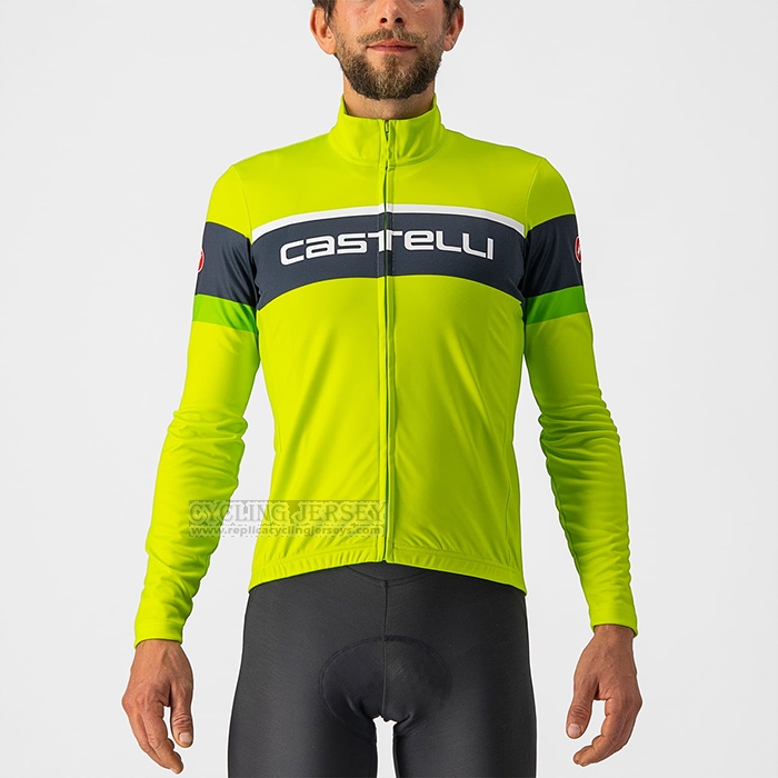 2022 Cycling Jersey Castelli Bright Green Long Sleeve and Bib Short