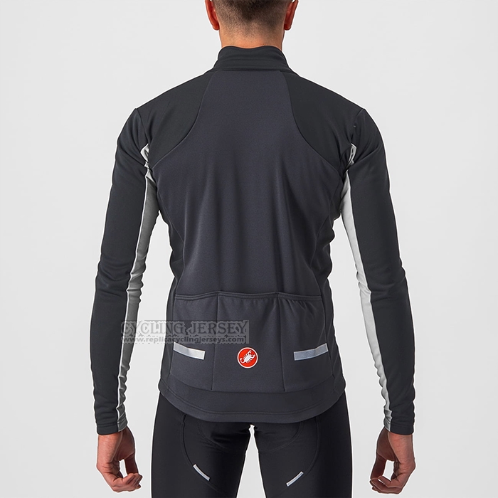 2022 Cycling Jersey Castelli Deep Gray Long Sleeve and Bib Short