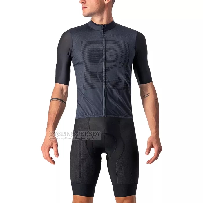 2022 Cycling Jersey Castelli Deep Gray Short Sleeve and Bib Short