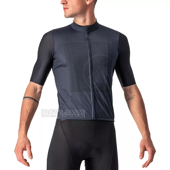 2022 Cycling Jersey Castelli Deep Gray Short Sleeve and Bib Short