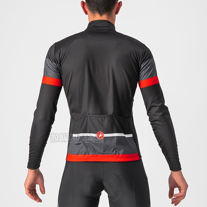2022 Cycling Jersey Castelli Red Black Long Sleeve and Bib Short