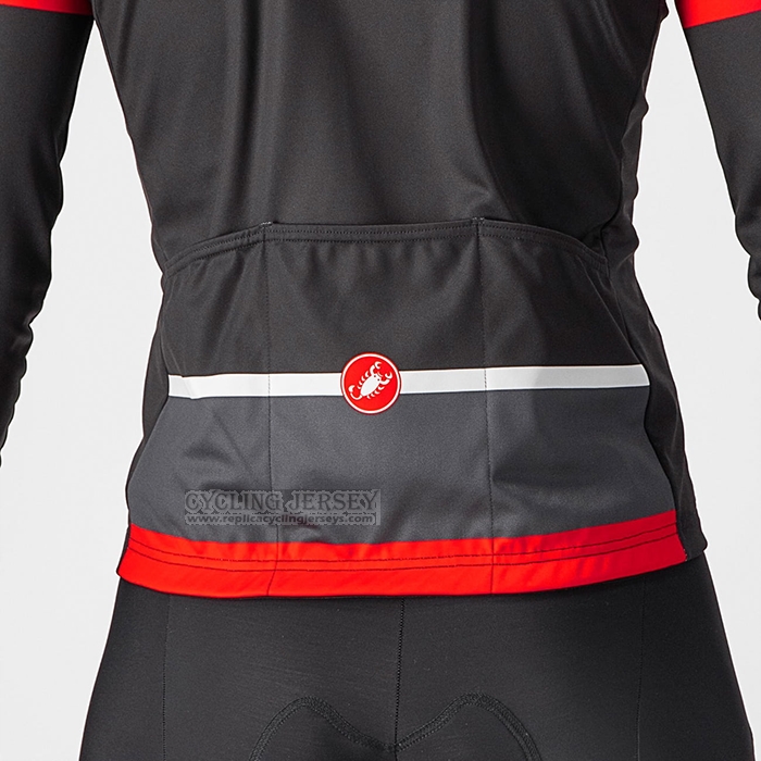 2022 Cycling Jersey Castelli Red Black Long Sleeve and Bib Short