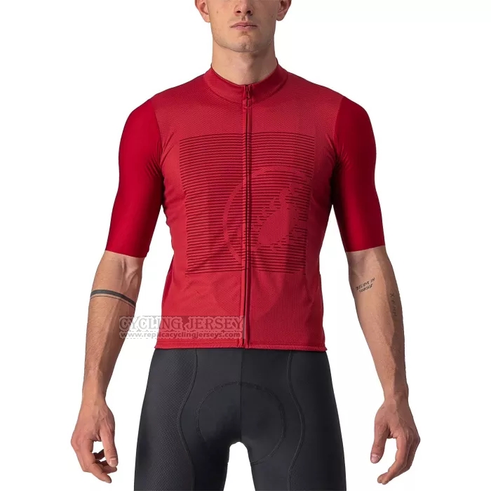 2022 Cycling Jersey Castelli Red Short Sleeve and Bib Short