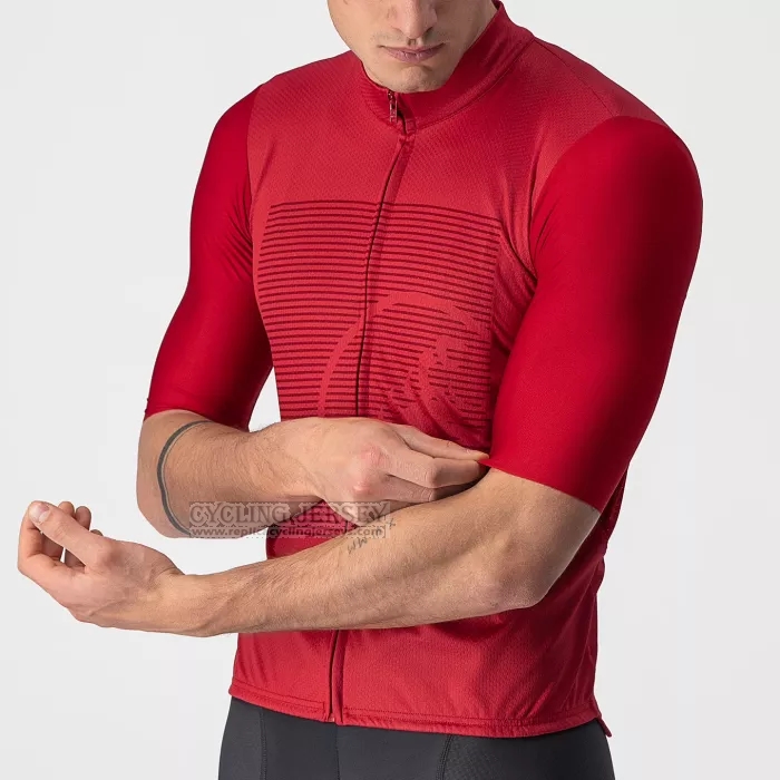 2022 Cycling Jersey Castelli Red Short Sleeve and Bib Short