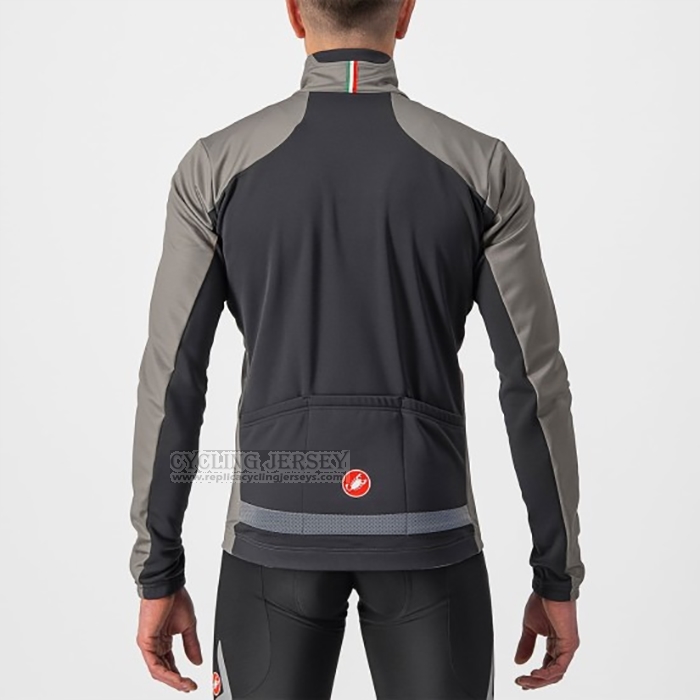 2022 Cycling Jersey Castelli Silver Gray Long Sleeve and Bib Short
