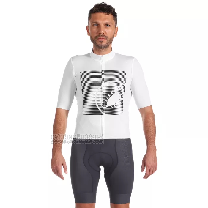 2022 Cycling Jersey Castelli White Gray Short Sleeve and Bib Short