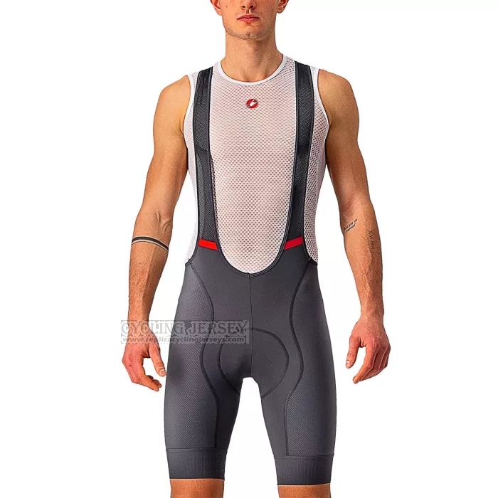 2022 Cycling Jersey Castelli White Gray Short Sleeve and Bib Short