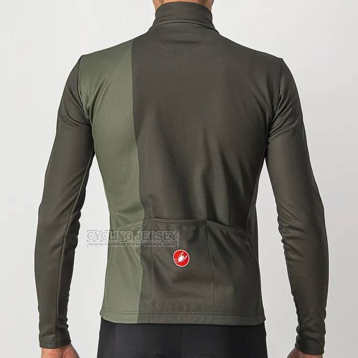 2023 Cycling Jersey Castelli Green Long Sleeve And Bib Short