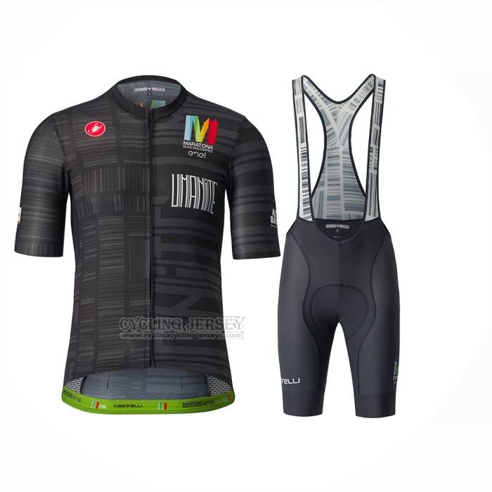 2023 Cycling Jersey Castelli Maratona Dles Dolomites-enel Black Short Sleeve and Bib Short