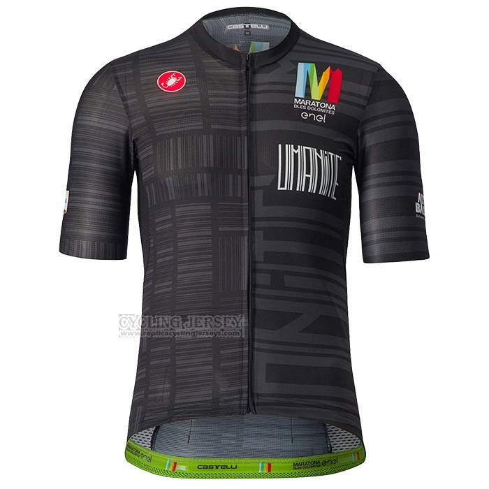 2023 Cycling Jersey Castelli Maratona Dles Dolomites-enel Black Short Sleeve and Bib Short