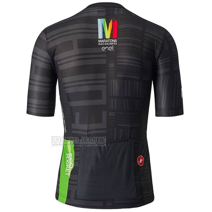 2023 Cycling Jersey Castelli Maratona Dles Dolomites-enel Black Short Sleeve and Bib Short
