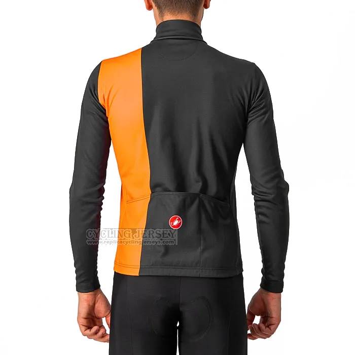 2023 Cycling Jersey Castelli Orange Long Sleeve And Bib Short