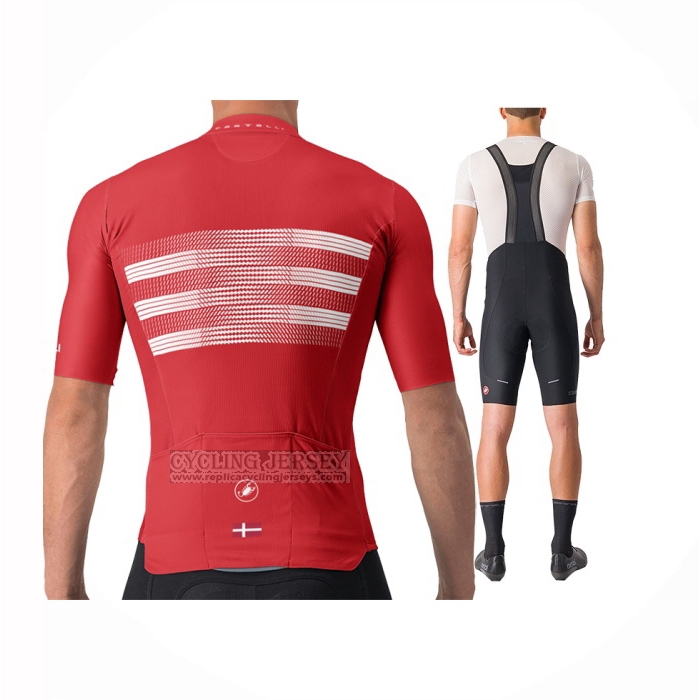2024 Cycling Jersey Castelli Red Blanco Short Sleeve And Bib Short