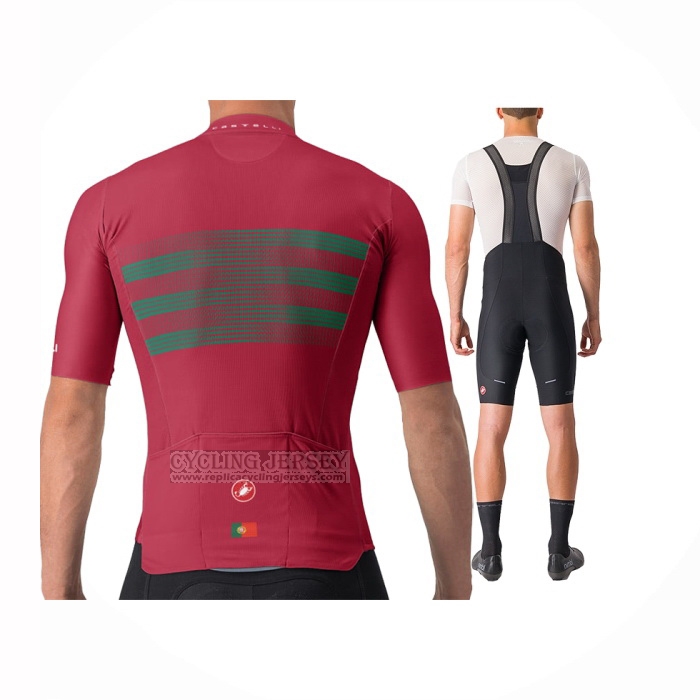2024 Cycling Jersey Castelli Red Green Short Sleeve And Bib Short