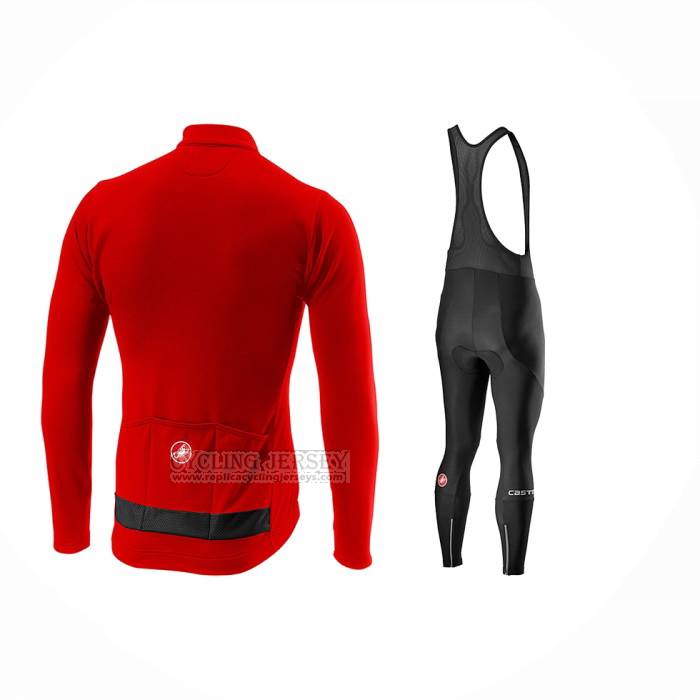 2024 Cycling Jersey Castelli Red Long Sleeve And Bib Short