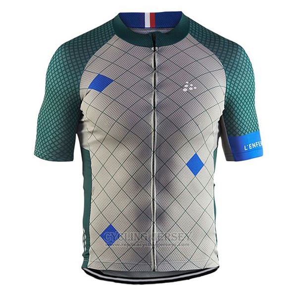 2017 Cycling Jersey Craft Monuments Silver and Green Short Sleeve and Bib Short