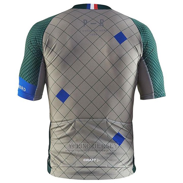 2017 Cycling Jersey Craft Monuments Silver and Green Short Sleeve and Bib Short