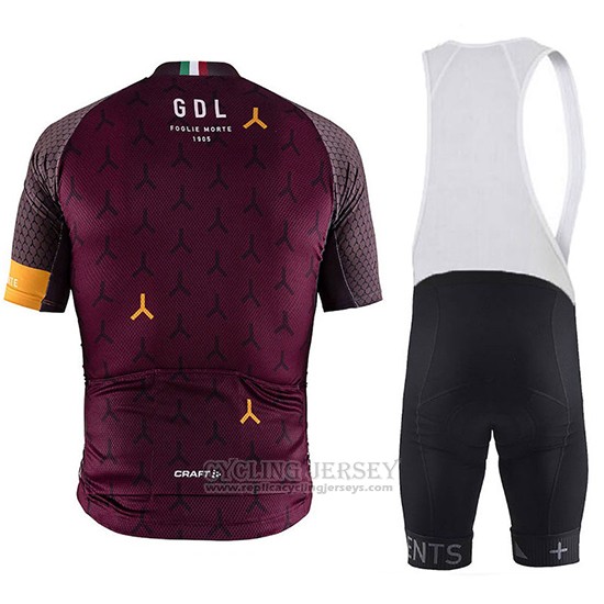 2018 Cycling Jersey Craft Monument Dark Red Short Sleeve and Bib Short