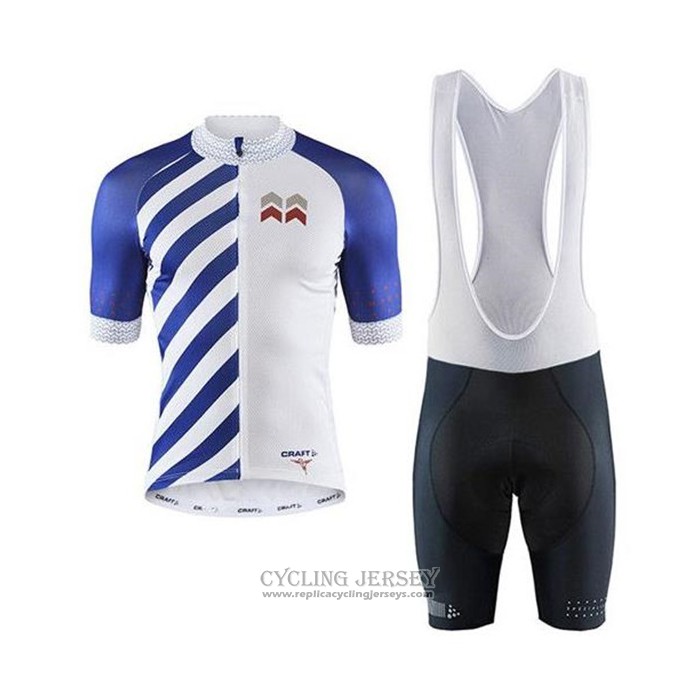 2020 Cycling Jersey Craft Blue White Short Sleeve And Bib Short