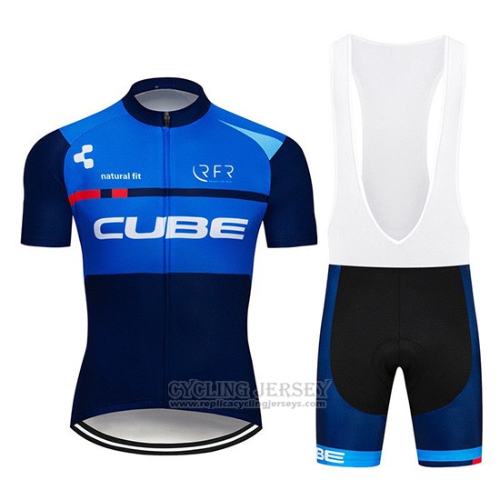 2019 Cycling Jersey Cube Blue Blue Deep Short Sleeve and Overalls