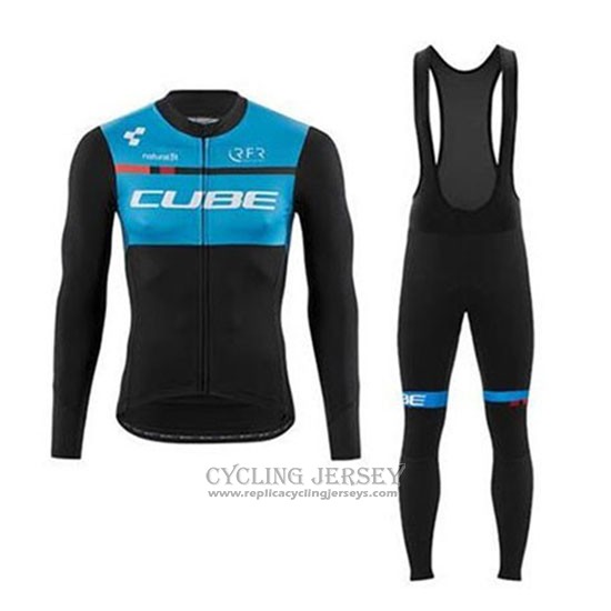 2020 Cycling Jersey Cube Black Blue Long Sleeve And Bib Tight