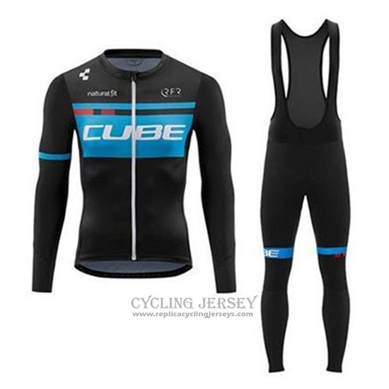 2020 Cycling Jersey Cube Blue Black Long Sleeve And Bib Tight