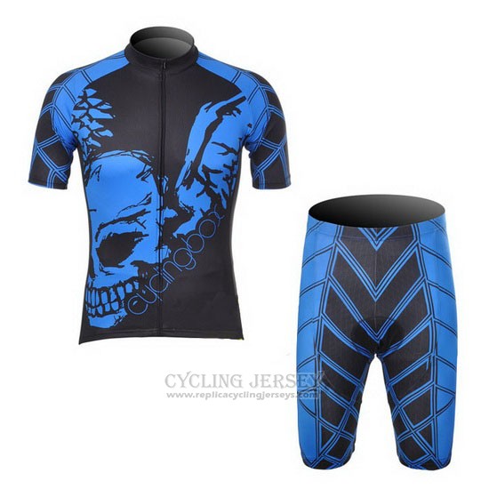 2014 Cycling Jersey Fox Cyclingbox Black and Blue Short Sleeve and Bib Short
