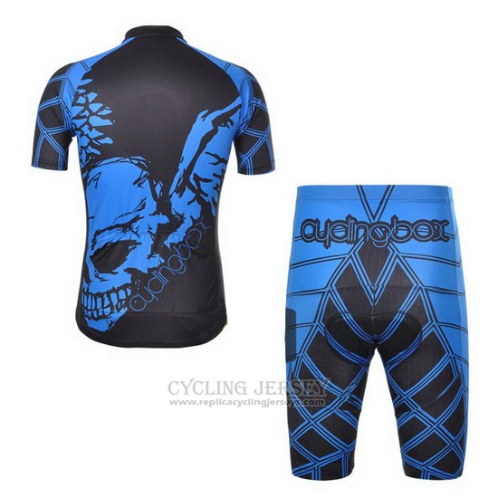 2014 Cycling Jersey Fox Cyclingbox Black and Blue Short Sleeve and Bib Short