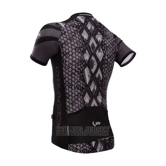 2014 Cycling Jersey Fox Cyclingbox Black and Gray Short Sleeve and Bib Short