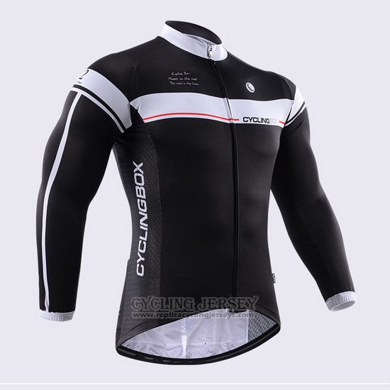 2014 Cycling Jersey Fox Cyclingbox Black and White Long Sleeve and Bib Tight