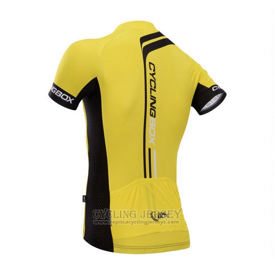 2014 Cycling Jersey Fox Cyclingbox Black and Yellow Short Sleeve and Bib Short