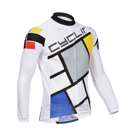 2014 Cycling Jersey Fox Cyclingbox Light White Long Sleeve and Bib Tight