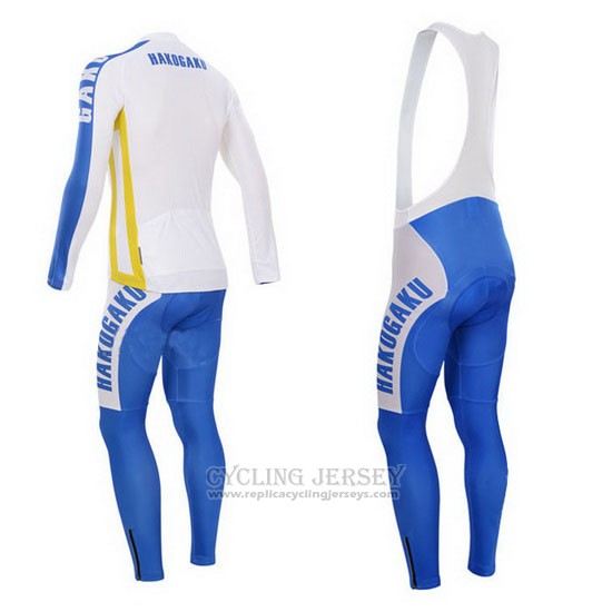 2014 Cycling Jersey Fox Cyclingbox White and Blue Long Sleeve and Bib Tight