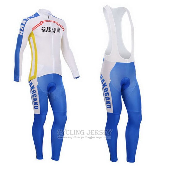 2014 Cycling Jersey Fox Cyclingbox White and Blue Long Sleeve and Bib Tight