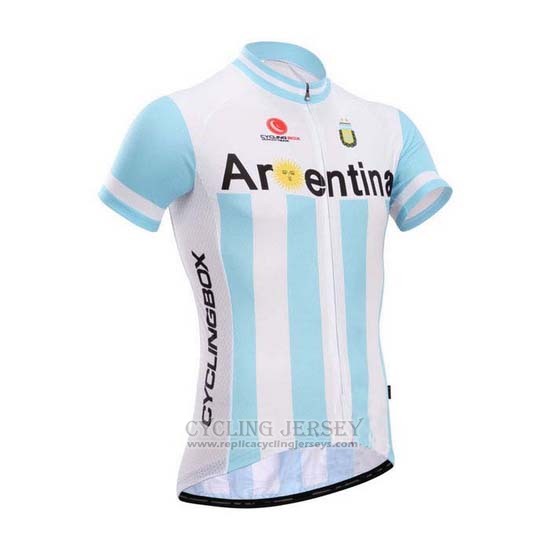 2014 Cycling Jersey Fox Cyclingbox White and Sky Blue Short Sleeve and Bib Short