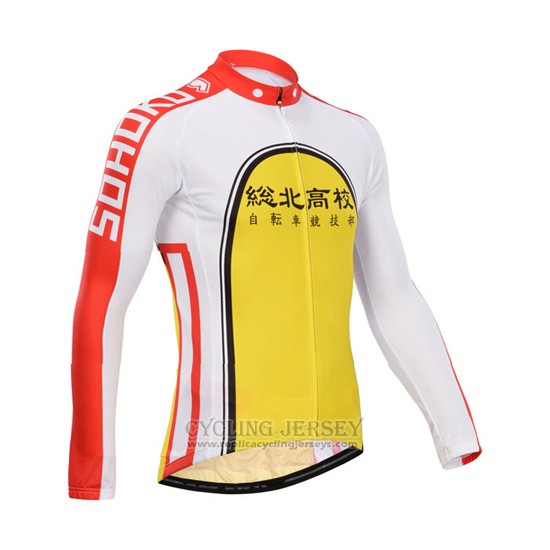 2014 Cycling Jersey Fox Cyclingbox White and Yellow Long Sleeve and Bib Tight