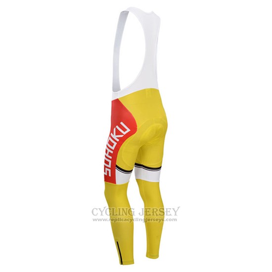 2014 Cycling Jersey Fox Cyclingbox White and Yellow Long Sleeve and Bib Tight