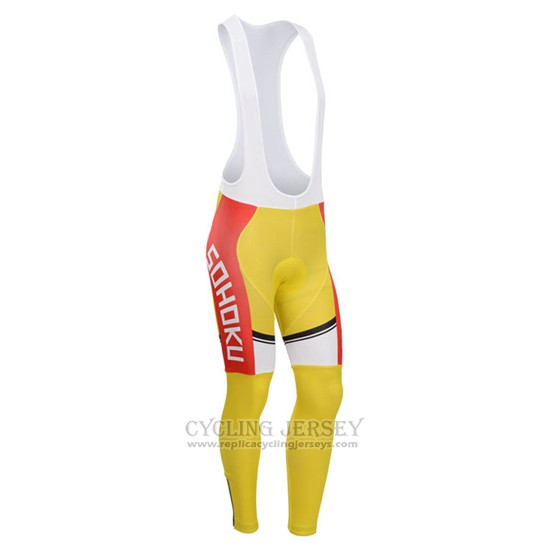 2014 Cycling Jersey Fox Cyclingbox White and Yellow Long Sleeve and Bib Tight