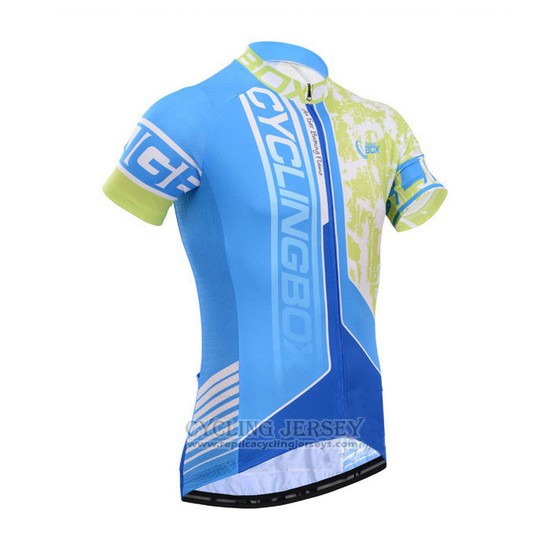 2014 Cycling Jersey Fox Cyclingbox Yellow and Sky Blue Short Sleeve and Bib Short