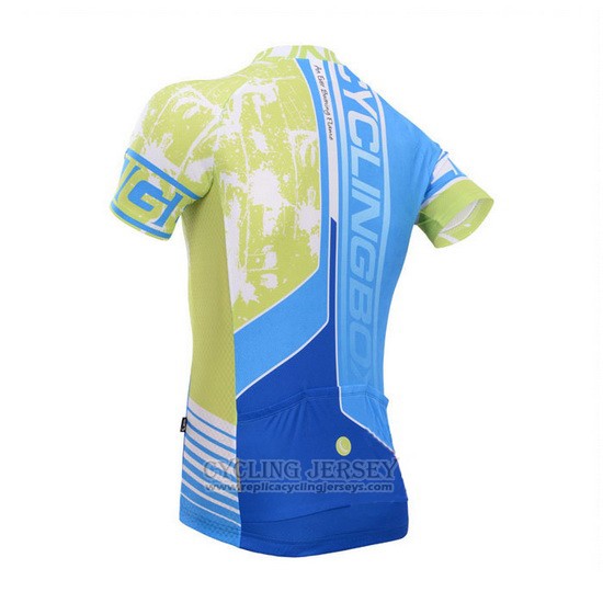 2014 Cycling Jersey Fox Cyclingbox Yellow and Sky Blue Short Sleeve and Bib Short