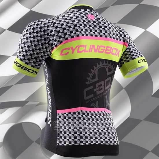 2015 Cycling Jersey Fox Cyclingbox Black and Green Short Sleeve and Bib Short