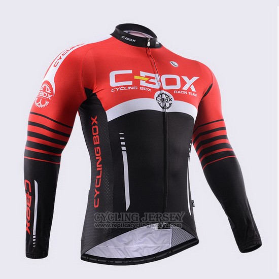 2015 Cycling Jersey Fox Cyclingbox Black and Red Long Sleeve and Bib Tight