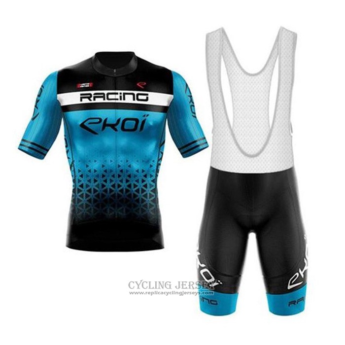 2020 Cycling Jersey EKOI Black Blue Short Sleeve And Bib Short