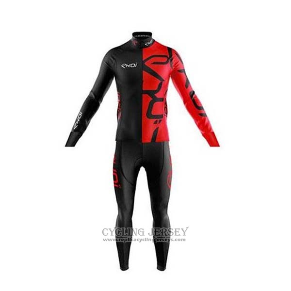 2020 Cycling Jersey EKOI Black Red Long Sleeve And Bib Tight