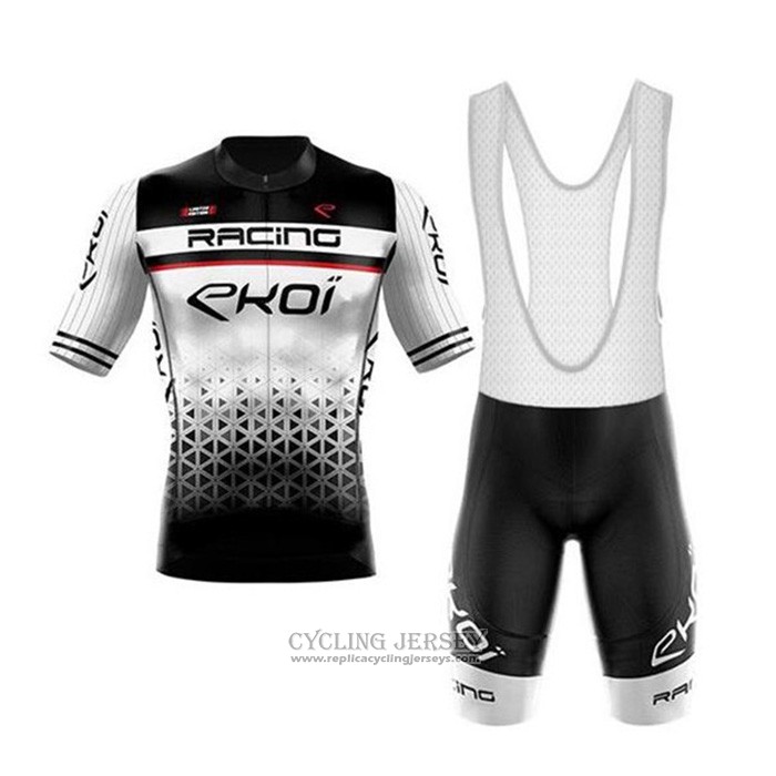 2020 Cycling Jersey EKOI White Black Short Sleeve And Bib Short