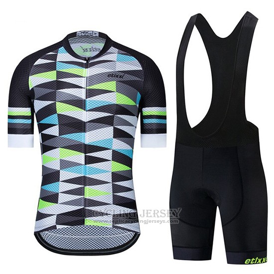 2019 Cycling Jersey Etixxl Black Gray Green Short Sleeve and Bib Short