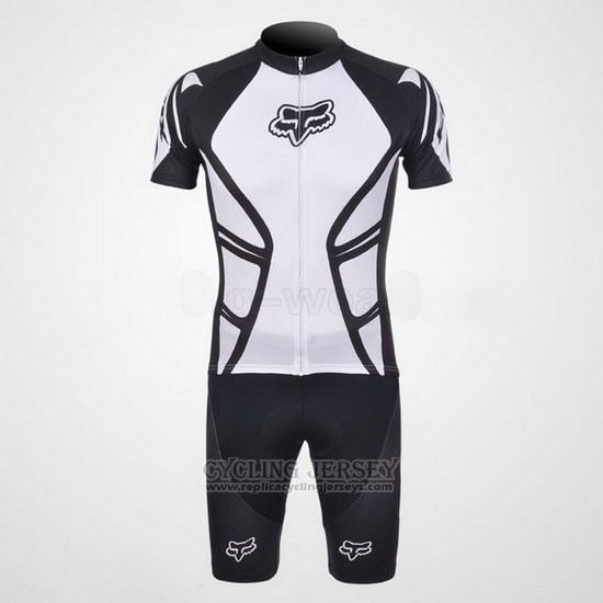 2011 Cycling Jersey Fox White and Black Short Sleeve and Bib Short
