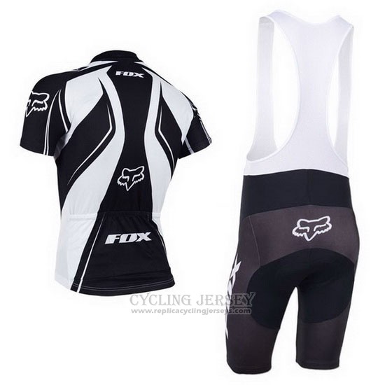 2013 Cycling Jersey Fox White and Black Short Sleeve and Bib Short